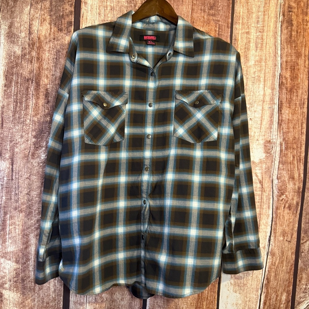 Rock & Roll Denim Plaid Shirt